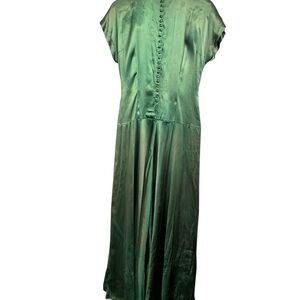 Vintage Vogue Couturier 1940s emerald green satin drop waist dress Size M/L